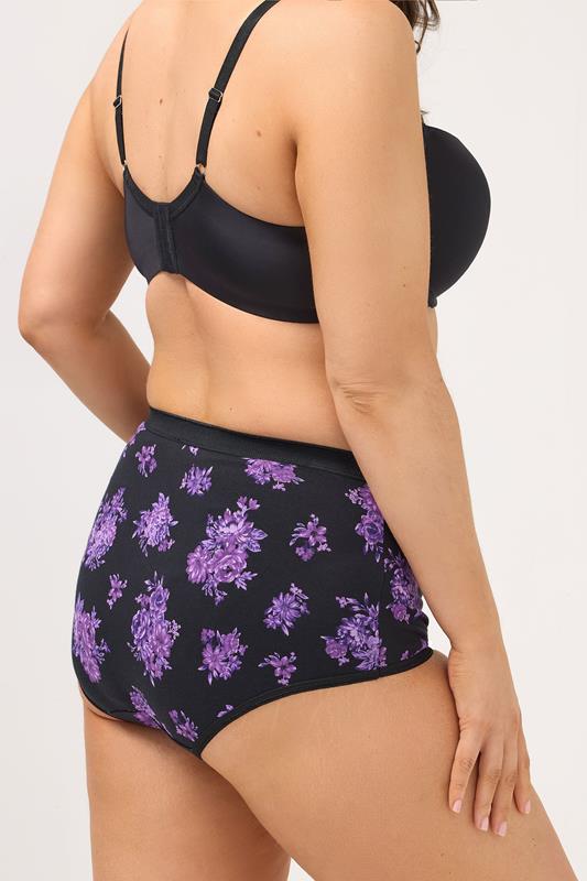 YOURSET 5 PACK Plus Size Purple Floral Full Briefs | Yours Clothing 4