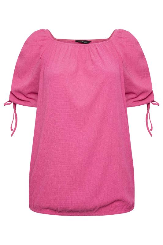 YOURS Plus Size Pink Textured Bubble Hem Top | Yours Clothing 5