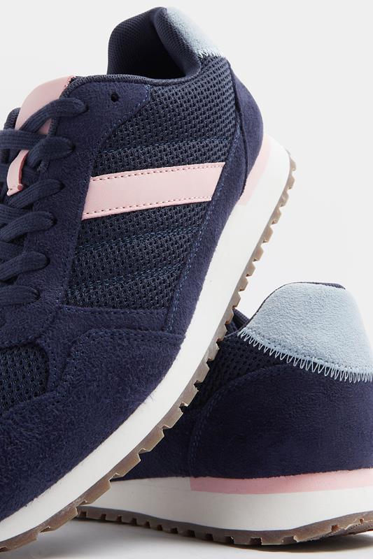 Navy Blue Colourblock Trainers In Extra Wide EEE Fit | Yours Clothing 6