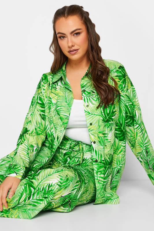 LIMITED COLLECTION Plus Size Green Leaf Print Shirt | Yours Clothing  4
