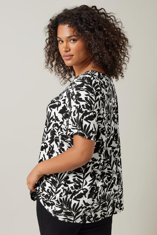 EVANS Plus Size Black Floral Print Crinkle Top | Evans  3