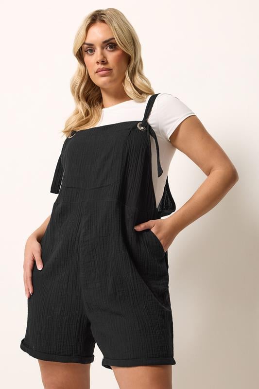  YOURS Curve Black Short Dungarees