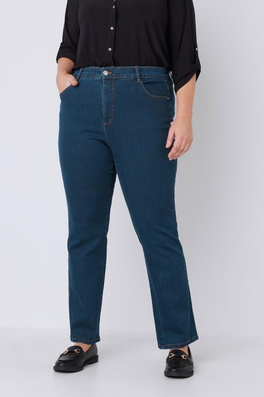Womens Ex Evans High Waist Jeans Ladies Straight Denim Pants Size