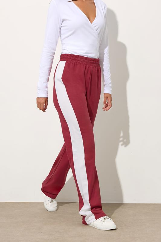 LTS Tall Red Side Stripe Fitted Straight Leg Joggers | Long Tall Sally 1