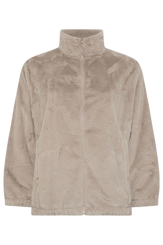 YOURS Plus Size Natural Brown Faux Fur Fleece Jacket | Yours Clothing 5