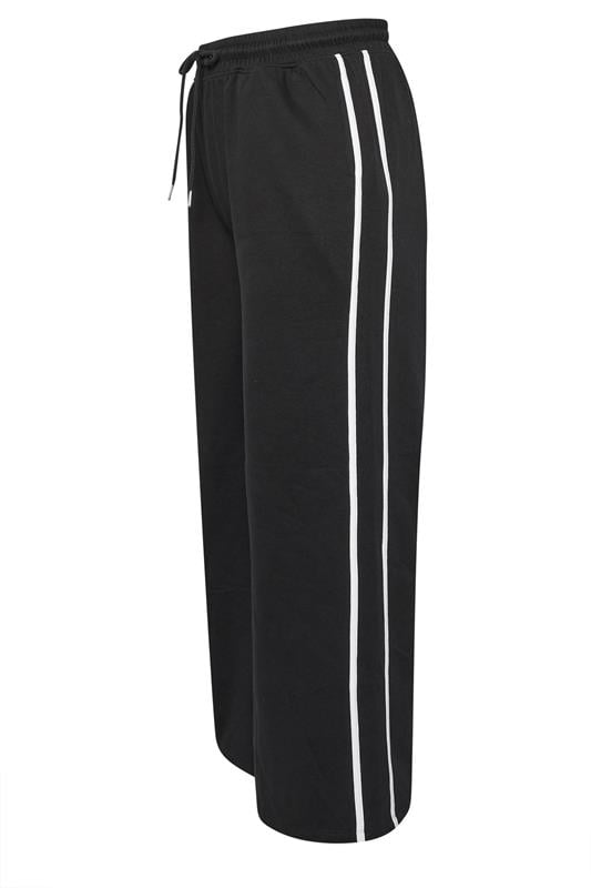 YOURS Plus Size Black Wide Leg Side Stripe Joggers | Yours Clothing 6