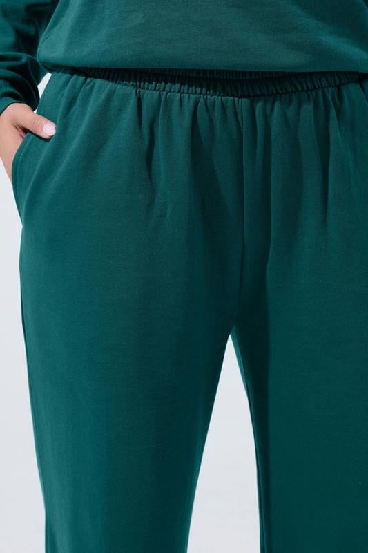 LIMITED COLLECTION Plus Size Forest Green Wide Leg Joggers | Yours Clothing 4