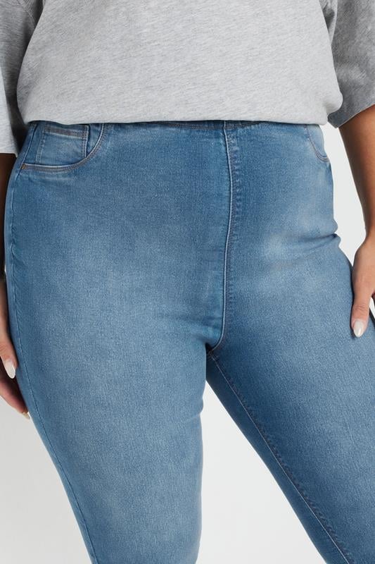 YOURS FOR GOOD Plus Size Mid Blue Pull On Stretch JENNY Jeggings | Yours Clothing 5