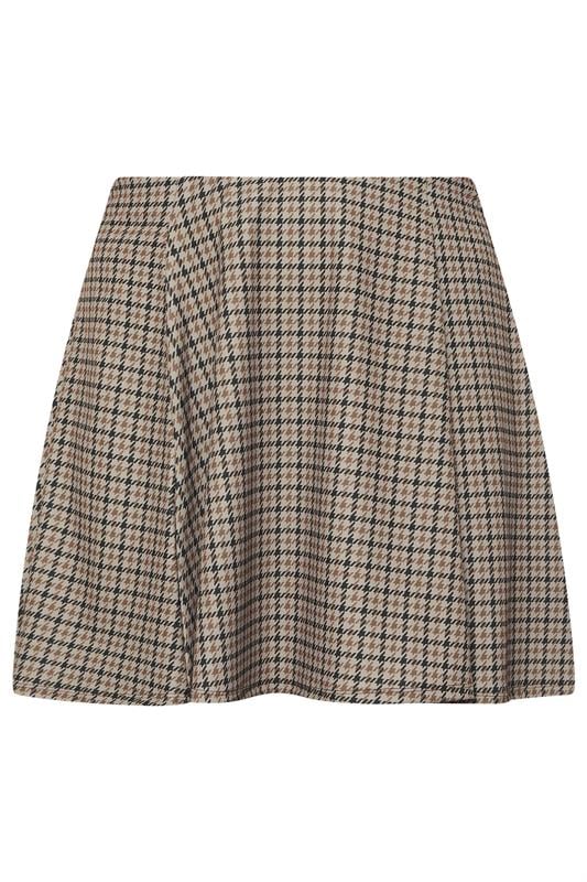 LIMITED COLLECTION Plus Size Brown Dogtooth Check Skirt | Yours Clothing 1