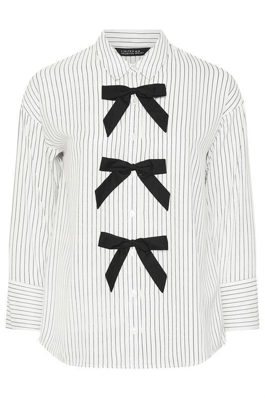 LIMITED COLLECTION Plus Size White Stripe Bow Front Shirt | Yours Clothing 5