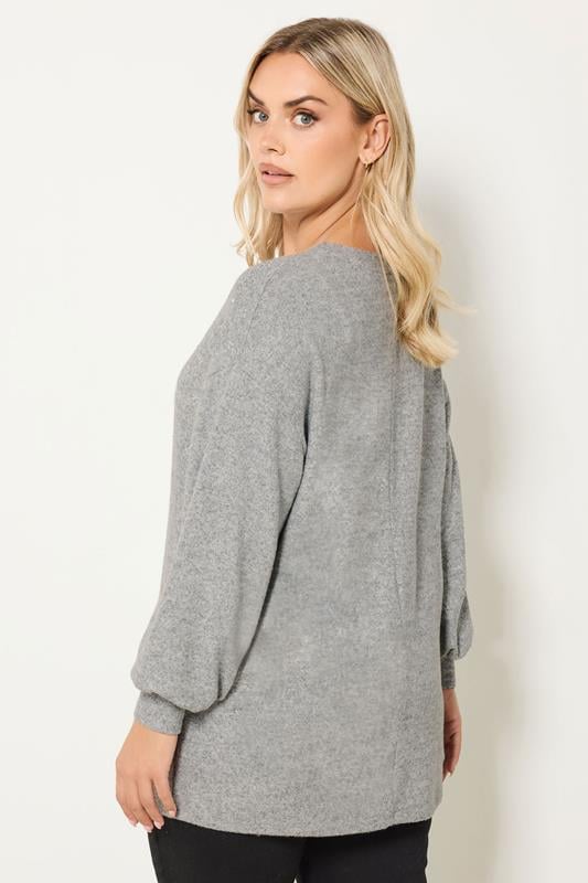 YOURS Plus Size Light Grey Diamante Embellished Jumper | Yours Clothing 2