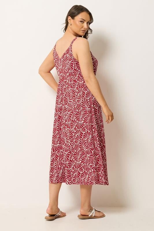 YOURS Plus Size Red Swirl Keyhole Dress | Yours Clothing 2