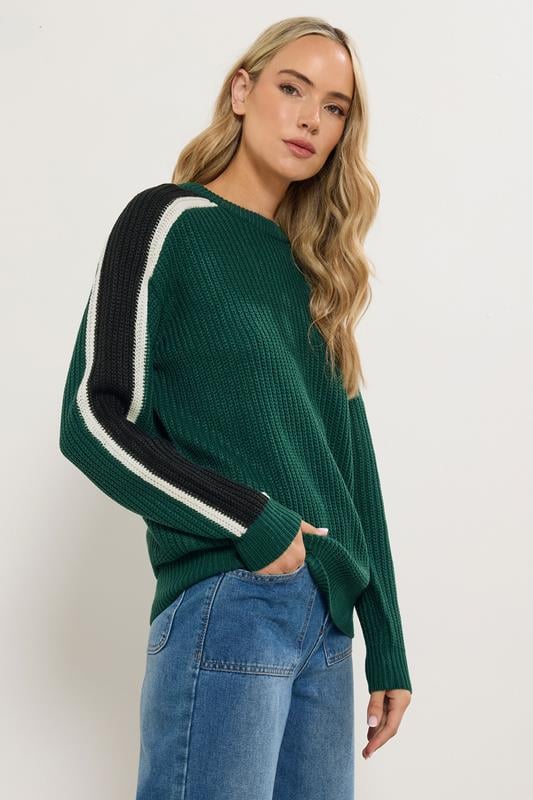  LTS Tall Green Sleeve Stripe Knitted Jumper