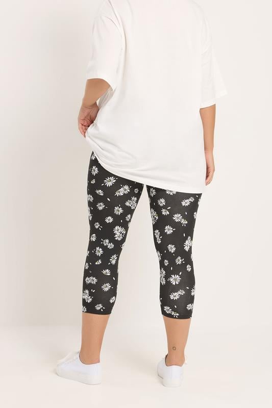 YOURSET 2 PACK Plus Size Black Daisy Cropped Leggings | Yours Clothing 6