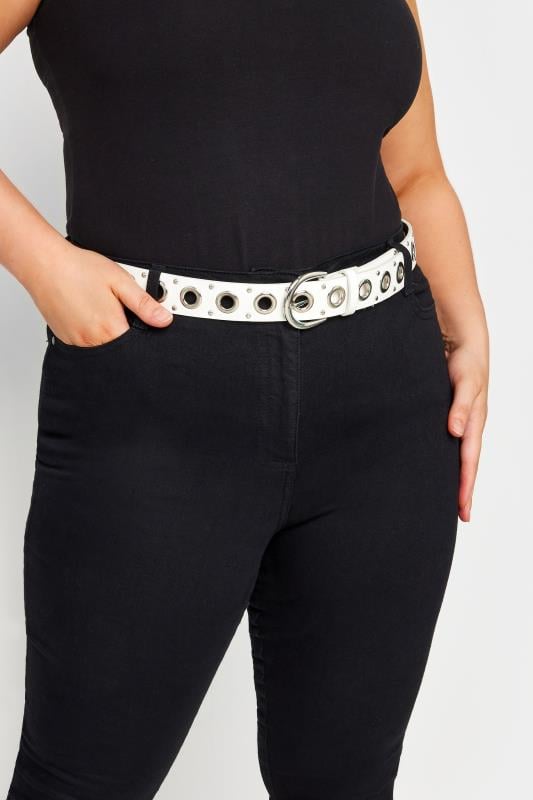 White Studded Belt | Yours Clothing 1