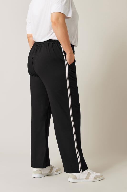 EVANS Curve Black & White Side Stripe Wide Leg Trousers | Evans 3