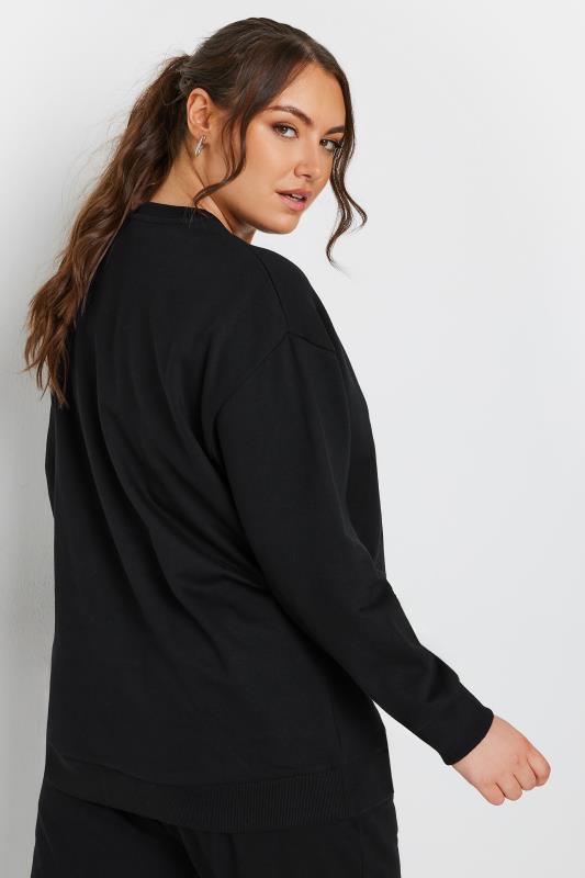 YOURS Plus Size Black Long Sleeve Crew Neck Sweatshirt | Yours Clothing 3