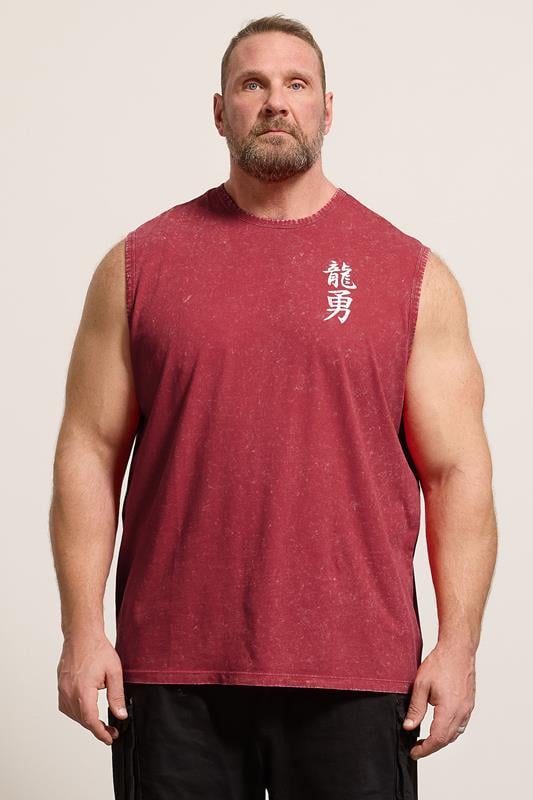 BadRhino Big & Tall Red Acid Wash Graphic Vest