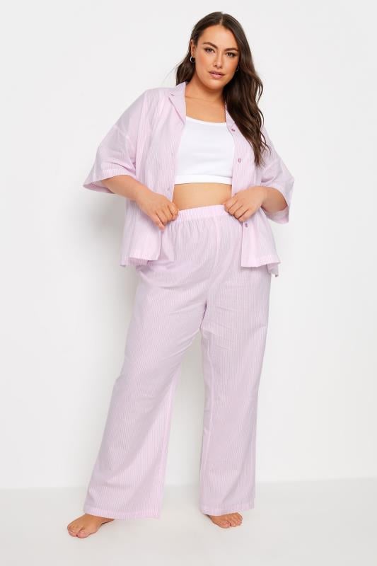 YOURS Plus Size Pink Stripe Pyjama Bottoms | Yours Clothing 3