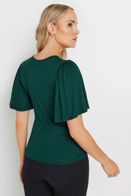 LTS Tall Women's Dark Green Angel Sleeve Ruched Top | Long Tall Sally 3