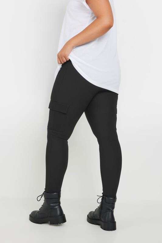 YOURS Plus Size Black Cargo Leggings | Yours Clothing 3