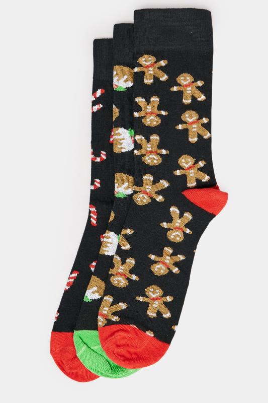 BadRhino Big & Tall 3 PACK Black Christmas Socks