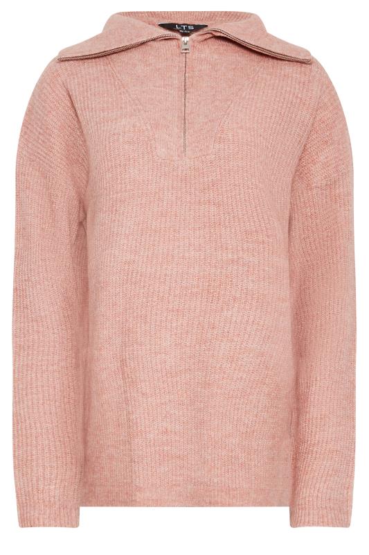 LTS Tall Women's Pink Marl Zip Funnel Neck Jumper | Long Tall Sally 6