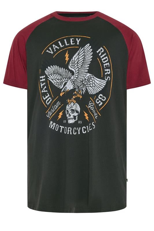 KAM Big & Tall Black Raglan Graphic Print T-Shirt | BadRhino 1