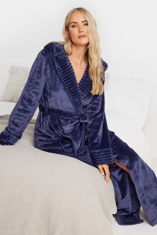 LTS Tall Purple Ribbed Trim Dressing Gown | Long Tall Sally 4