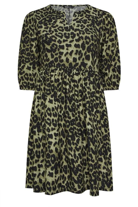 YOURS Plus Size Green Animal Notch Neck Dress | Yours Clothing 5