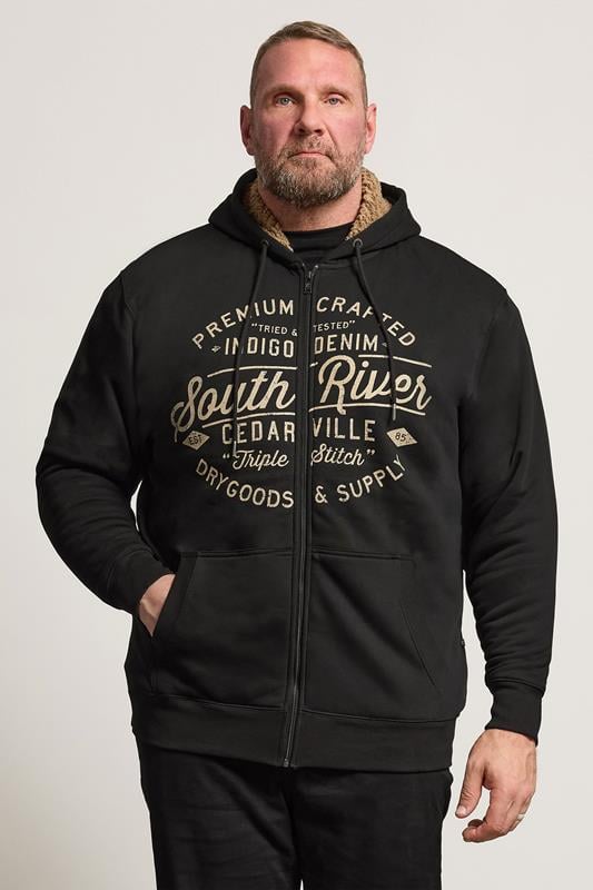 KAM Big & Tall Black 'South River' Fleece Lined Hoodie