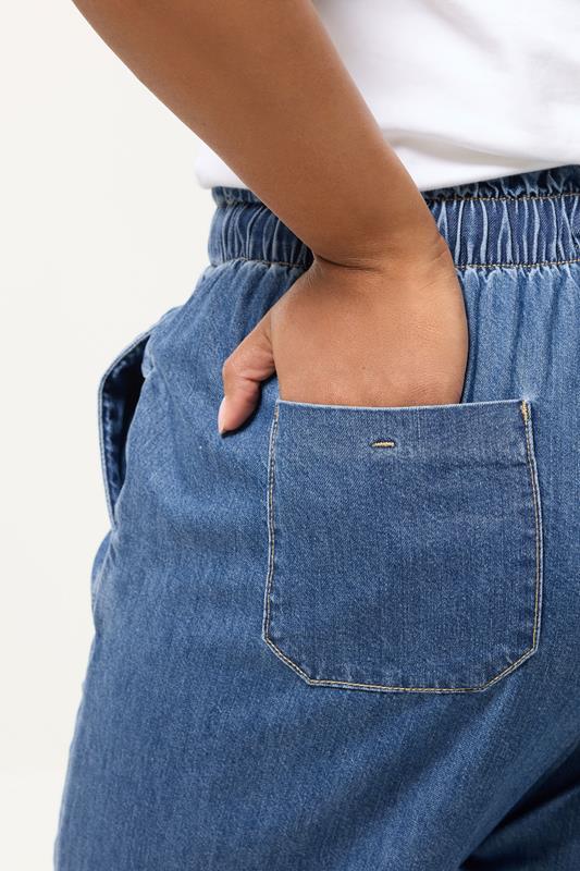 YOURS Plus Size Blue Paperbag Waist Straight Leg Jeans | Yours Clothing 4