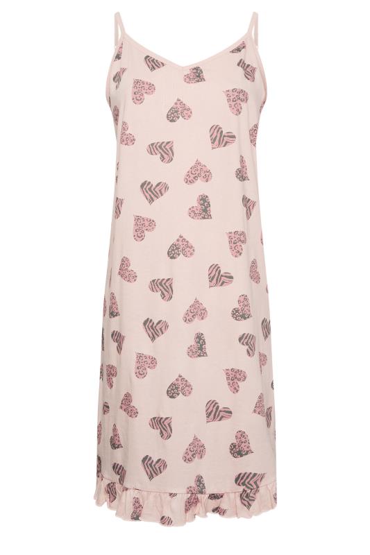 YOURS Plus Size Pink Heart Print Chemise Nightdress | Yours Clothing 6