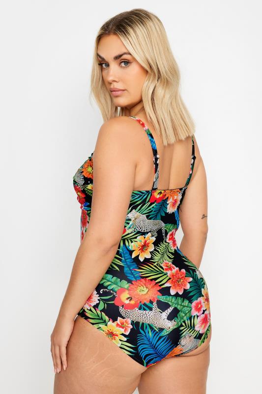 YOURS Plus Size Black Tropical Print Swimsuit | Yours Clothing 7