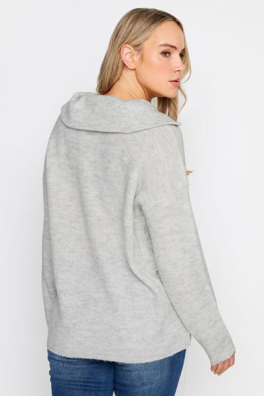 LTS Tall Women's Grey Marl Zip Funnel Neck Jumper | Long Tall Sally 3