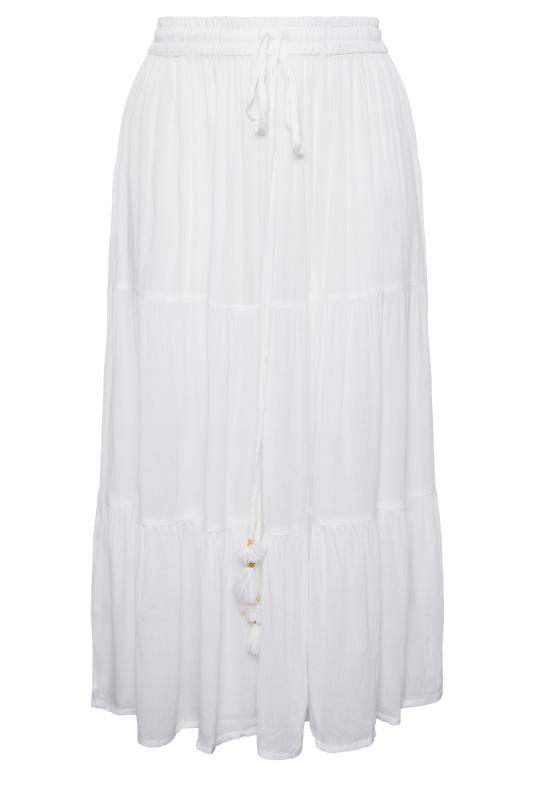 YOURS Curve Plus Size White Tiered Beach Skirt | Yours Clothing  5