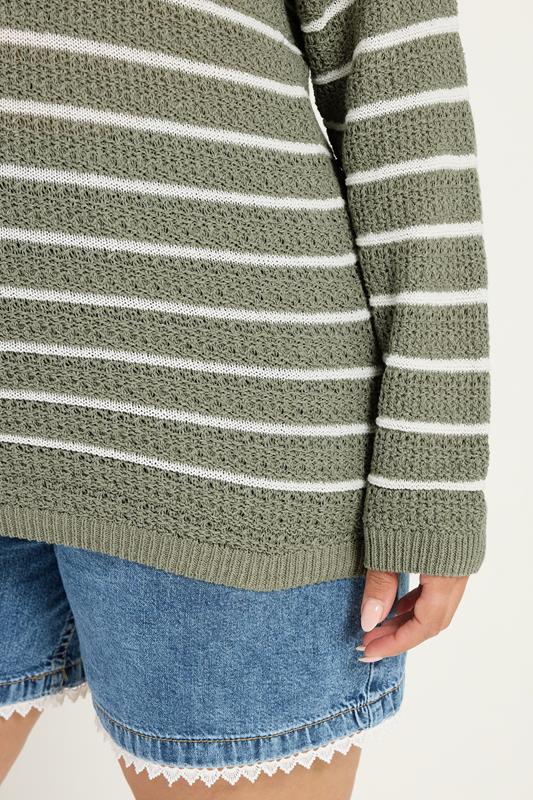 YOURS Plus Size Green Stripe Knitted Jumper | Yours Clothing 4