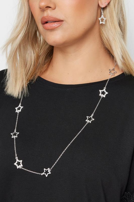 2 PACK Silver Tone Star Pendant Necklace & Earrings | Yours Clothing 1