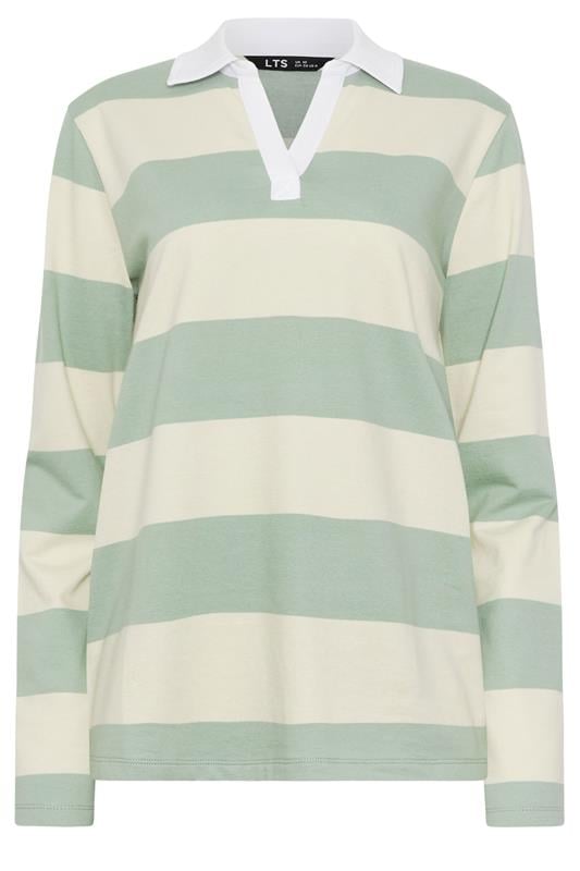 LTS Tall Women's Mint Green & Cream Stripe Cotton Rugby Sweatshirt | Long Tall Sally 5