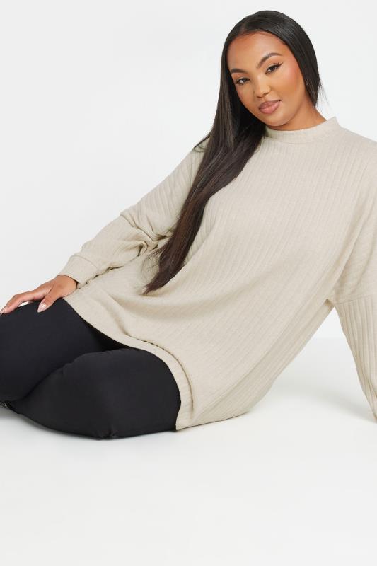 YOURS Plus Size Cream Ribbed Jumper | Yours Clothing 1