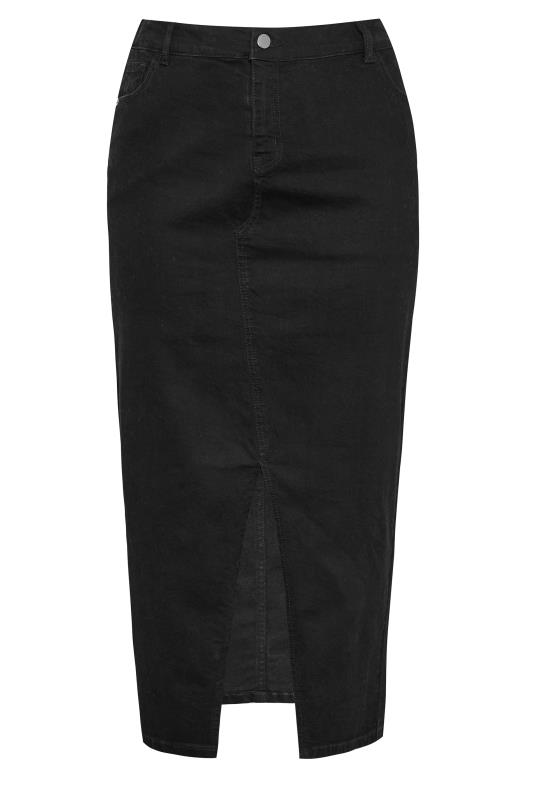 YOURS Plus Size Black Stretch Denim Maxi Skirt | Yours Clothing  7