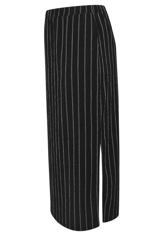 YOURS Plus Size Black Textured Pinstripe Maxi Skirt | Yours Clothing 5