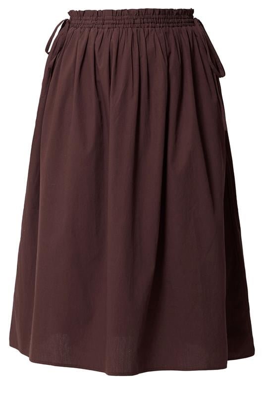 YOURS Plus Size Chocolate Brown Poplin Midi Skirt | Yours Clothing 5
