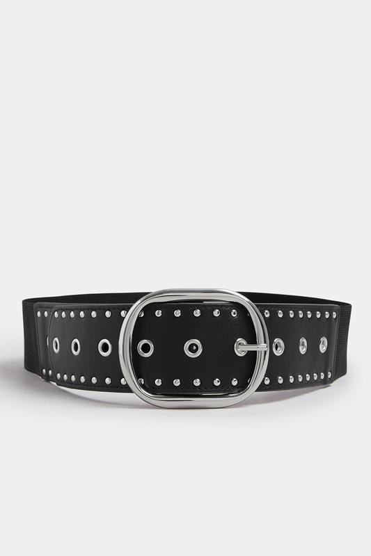  Yours Black Wide Eyelet Stretch Belt