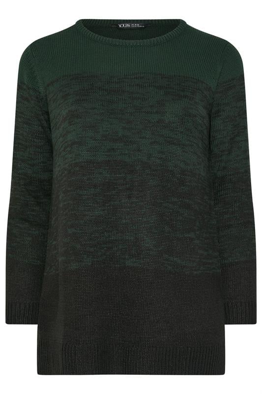 YOURS Plus Size Dark Green Colourblock Jumper 5