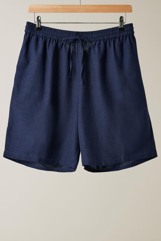 EVANS Plus Size Navy Blue Linen Shorts | Evans 5