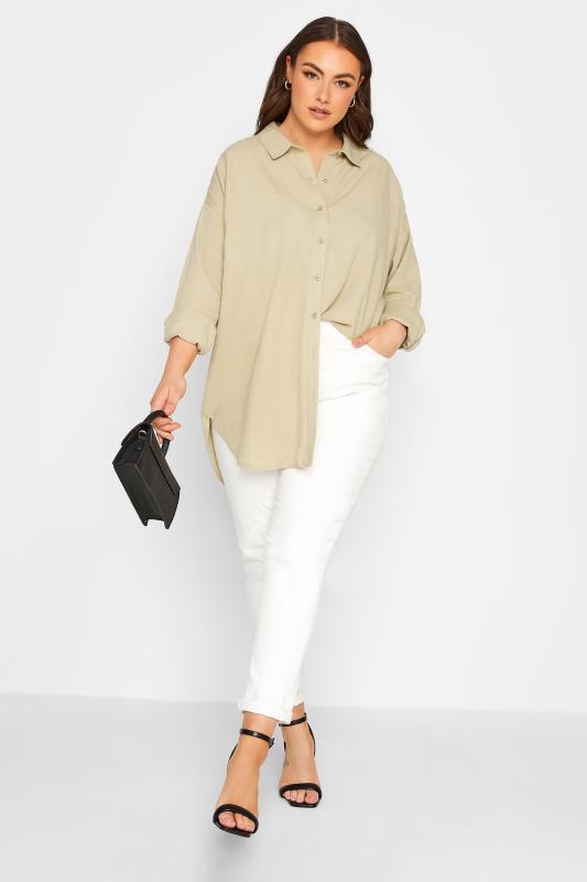 YOURS Plus Size Beige Brown Linen Shirt | Yours Clothing 2