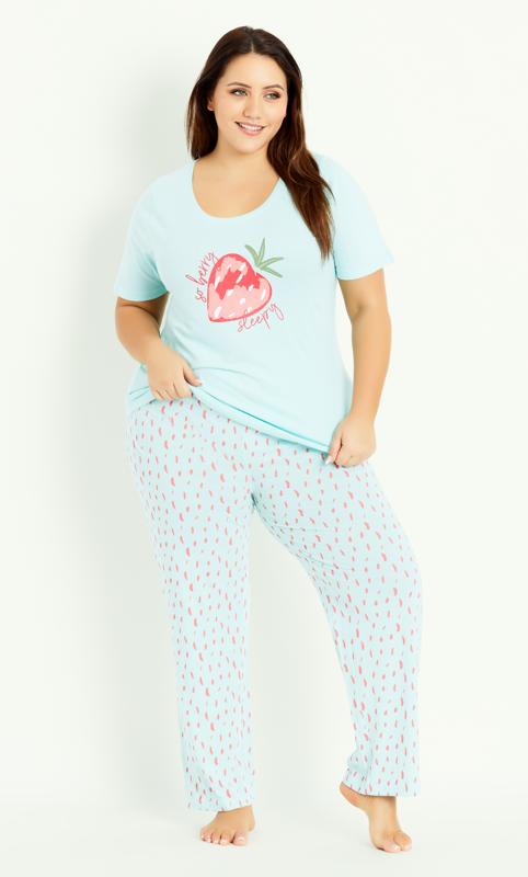 Plus Size  Evans Mint 'So Berry Sleepy' Pyjama Top