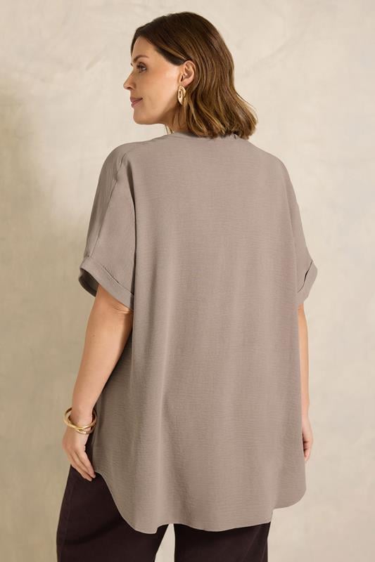 EVANS Plus Size Mocha Brown Overhead Utility Shirt | Evans 2