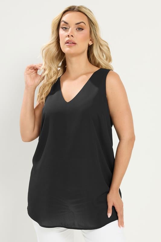  YOURS Curve Black V-Neck Cami Vest Top